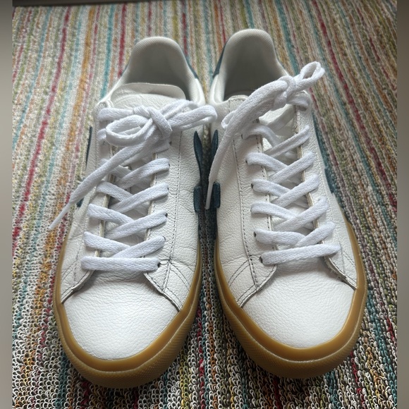 Veja Campo leather white California natural (blue suede/tan soles) sneaker - 6 - Picture 4 of 16